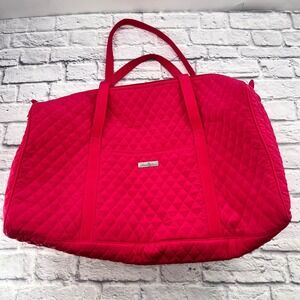 Vera Bradley Quilted Duffel Travel Bag Pink Large Weekender Carry On